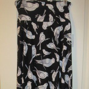 Lularoe Black and White Bird Maxi Skirt